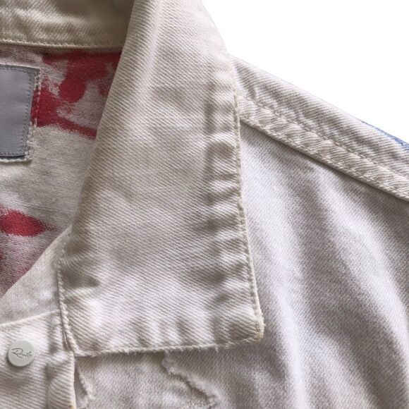 Rails White Knox Stars Women's American Flag Hand Painted Denim Jean Jacket Sz L - Picture 15 of 16